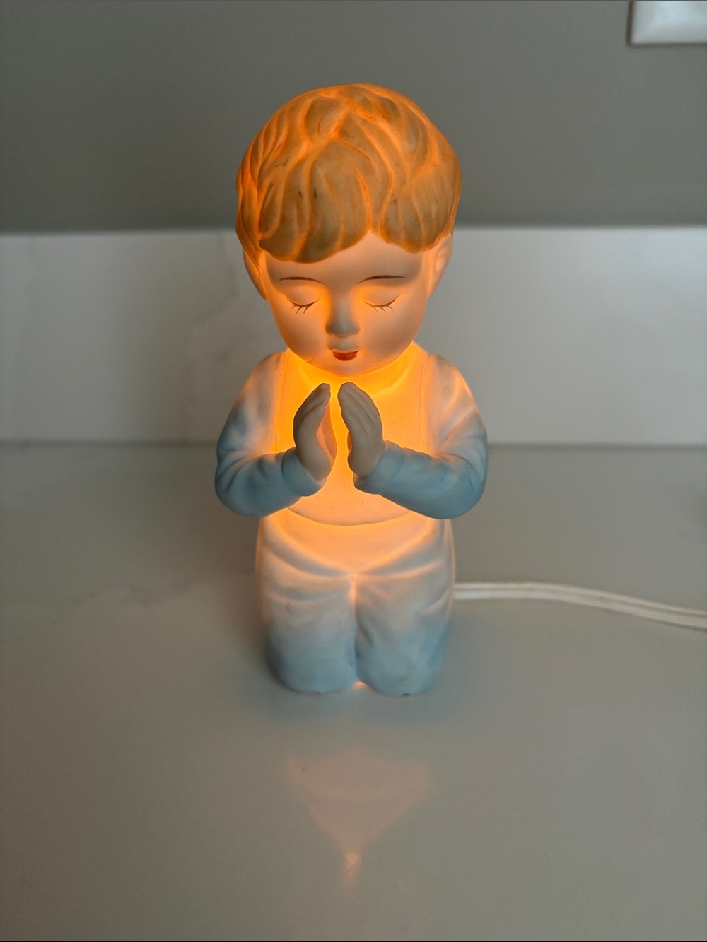 Porcelain Praying Child Night Light - White